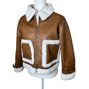 NASTY GAL Faux Leather & Faux Fur Cropped Jacker with Pockets Size 4 / Small